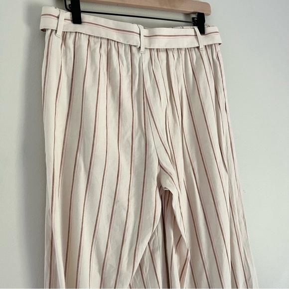 J. Jill‎ Linen Jenna Stretch Belted Cropped Pants Beige Pink Stripes Size Small - Picture 7 of 11